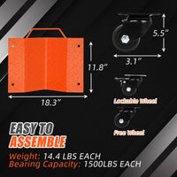 Garvee Auto Dolly Set 4 Pezzi per Festa del Papà | Capacità 6000 libbre, Acciaio al Carbonio con Blocco Sicurezza, Ruote Girevoli 3", Nero per Officina Garage