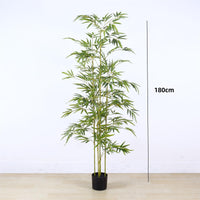 Albero di bambù artificiale Garvee da 6 piedi con vere foglie di seta e base in cemento stabile per uso interno ed esterno, bassa manutenzione, durevole, verde