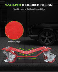 Set Carrelli Garvee per Ruote e Pneumatici 6000 lb - Ruote Girevoli 360° Antiscivolo Rosso 16"x13" - Ideale per Officina Garage Festa del Papà