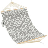 Garvee Amaca Doppia Trapuntata in Tessuto con Barre in Legno Duro Cuscino Incluso per Patio Piscina 204 kg Grigio Chiaro a Righe - Light Gray Stripes