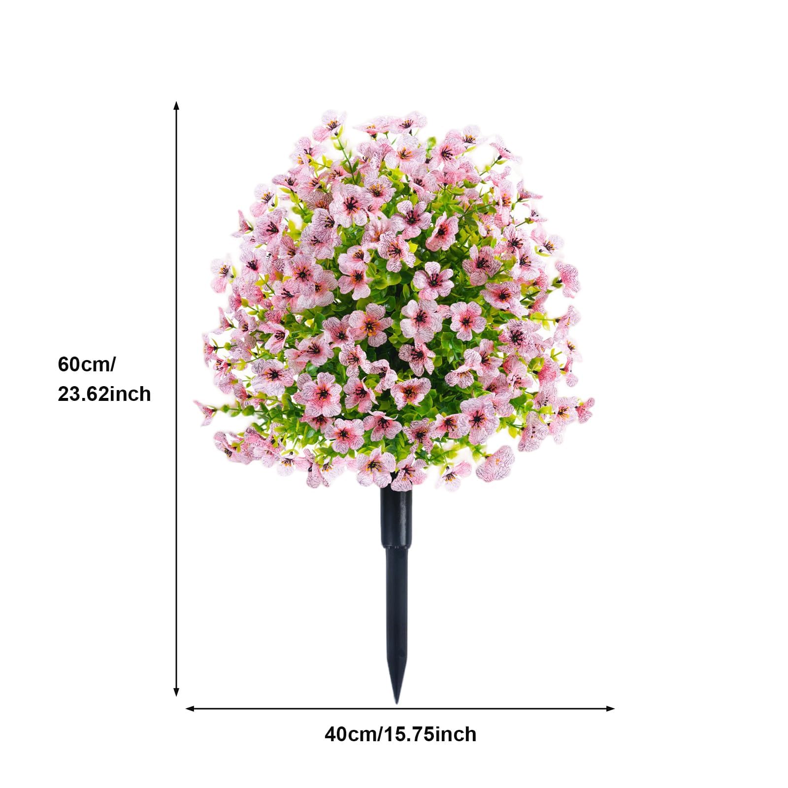 Garvee Fiori Artificiali Set da 2 Pezzi con Picchetti per Giardino e Terrazza, Rosa, Resistenti ai Raggi UV, Realistici, Facili da Curare