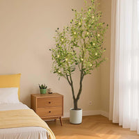 Garvee Albero di ulivo artificiale a LED con luci e timer, decorazione per interni, 180 cm, verde, bianco caldo