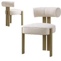 Set di 2 sedie da pranzo Garvee, tessuto bouclé, schienale ergonomico, schiuma comfort, gambe in legno di caucciù, moderne, bianche, per sala da pranzo e soggiorno