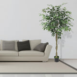 Albero di ficus artificiale Garvee da 5 piedi con tronco e foglie realistici, base in cemento, di facile coltivazione, per decorazione interna e stelle, verde - Come mostrato