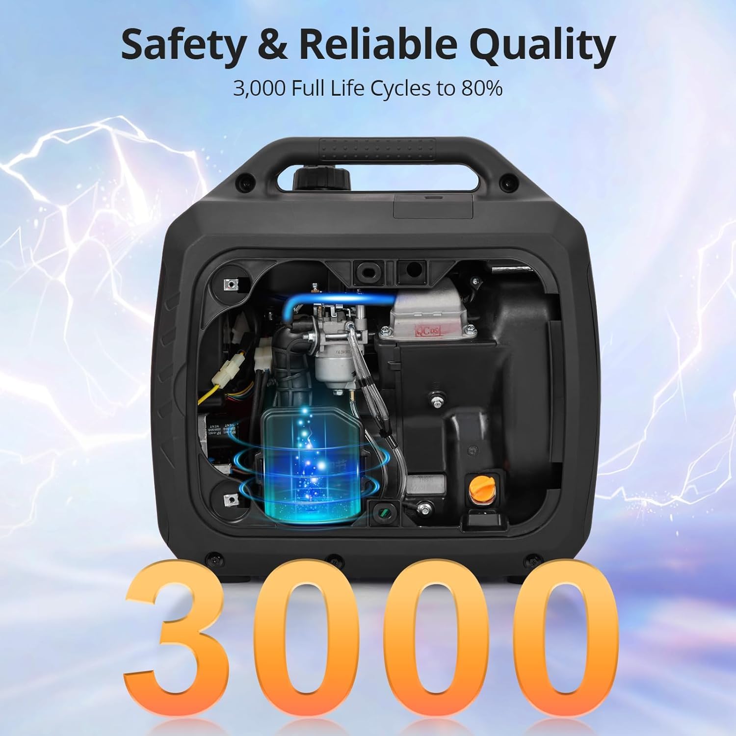 Centrale elettrica portatile GARVEE da 2000 W, generatore di corrente mobile, accumulatore di energia portatile, presa impermeabile, adatta per campeggio all'aperto, camper, uso di emergenza