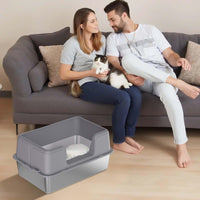 Lettiera per gatti Garvee in acciaio inox con tappetino antiscivolo e paletta per uso domestico, antigraffio, inodore, chiusura sicura, facile da pulire