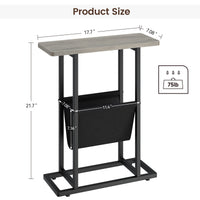 Tavolino laterale stretto Garvee per piccoli spazio con spazio per archiviazione, soggiorno, ufficio, 17.7"L*7.08"W*21.7"H, grigio