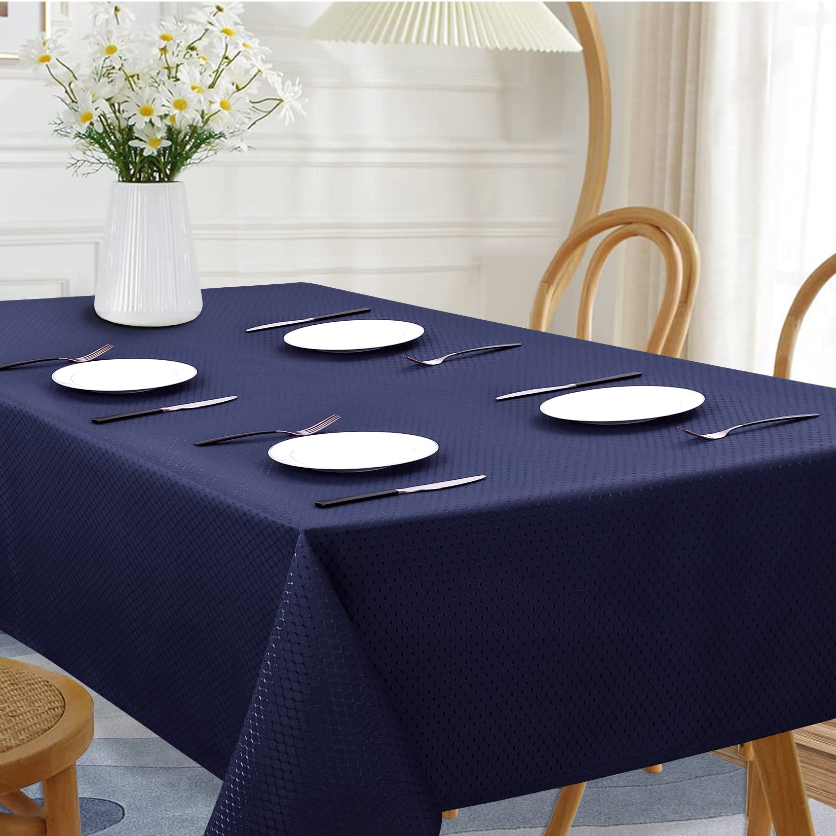 Tovaglia GARVEE Waffle Jacquard blu navy 53x53 pollici, idrorepellente, antimacchia, in poliestere rettangolare per sale da pranzo e feste