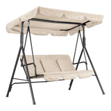 Garvee Sedia Dondolo da Esterno con Tetto Regolabile, 3 Posti, Telaio in Acciaio, Cuscini Spessi, Giardino e Veranda, Resistente e Confortevole - Brown