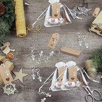 Set portachiavi Garvee Angel con perline, ciondolo in metallo e sacchetto in organza per battesimi, 6,5 cm, bianco