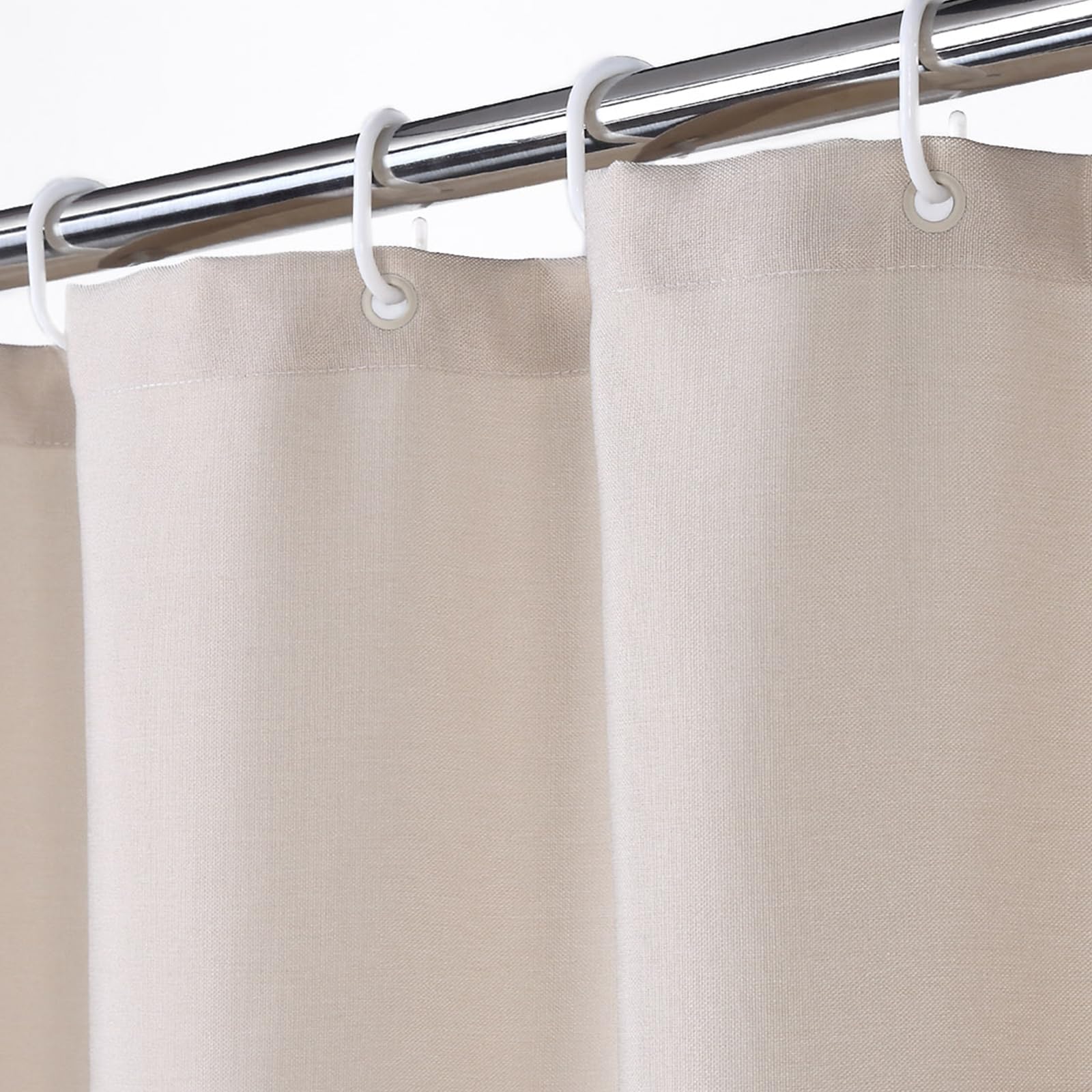 Tenda da doccia Garvee, 100% lino, poliestere, impermeabile, tessuto pesante, ganci rustici, beige, 48"x72" (112x182 cm), hotel di lusso