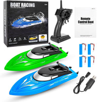 Garvee 2PACK RC Boat - Alta velocità 10 km/h, telecomando 2.4G, plastica ABS per piscine e laghi, 4 batterie, ricarica USB