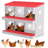 GARVEE Nido per Galline in Metallo con 6 Scomparti – Resistente alle Intemperie, Ideale per Pollai e Allevamenti Avicoli, 81,3×43,2×67,2 cm - Rosso