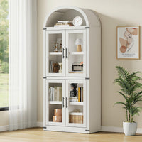 Libreria ad arco Garvee in stile rustico con ante per soggiorno e ufficio, 180 cm in legno, angoli in metallo, profondità 40 cm, robusta, eleganza moderna