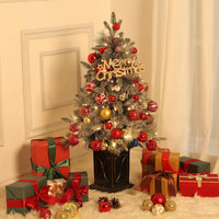Albero di Natale Artificiale Garvee 90 cm con 78 LED Bianco Caldo - 8 Modalità Luce, Fibra Ottica, Effetto Gelo e Base Semicircolare