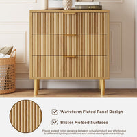 Cassettiera Garvee a 3 cassetti, moderna in legno con gambe in metallo, pannello scanalato, per camera da letto e ufficio, 28"P x 17"L x 30"A, oro