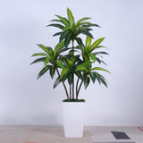 GARVEE Pianta artificiale di dracena, pianta tropicale artificiale alta 150 cm in vaso bianco con rami e foglie regolabili, grande pianta artificiale di dracena per soggiorno, ufficio domestico, balcone, verde