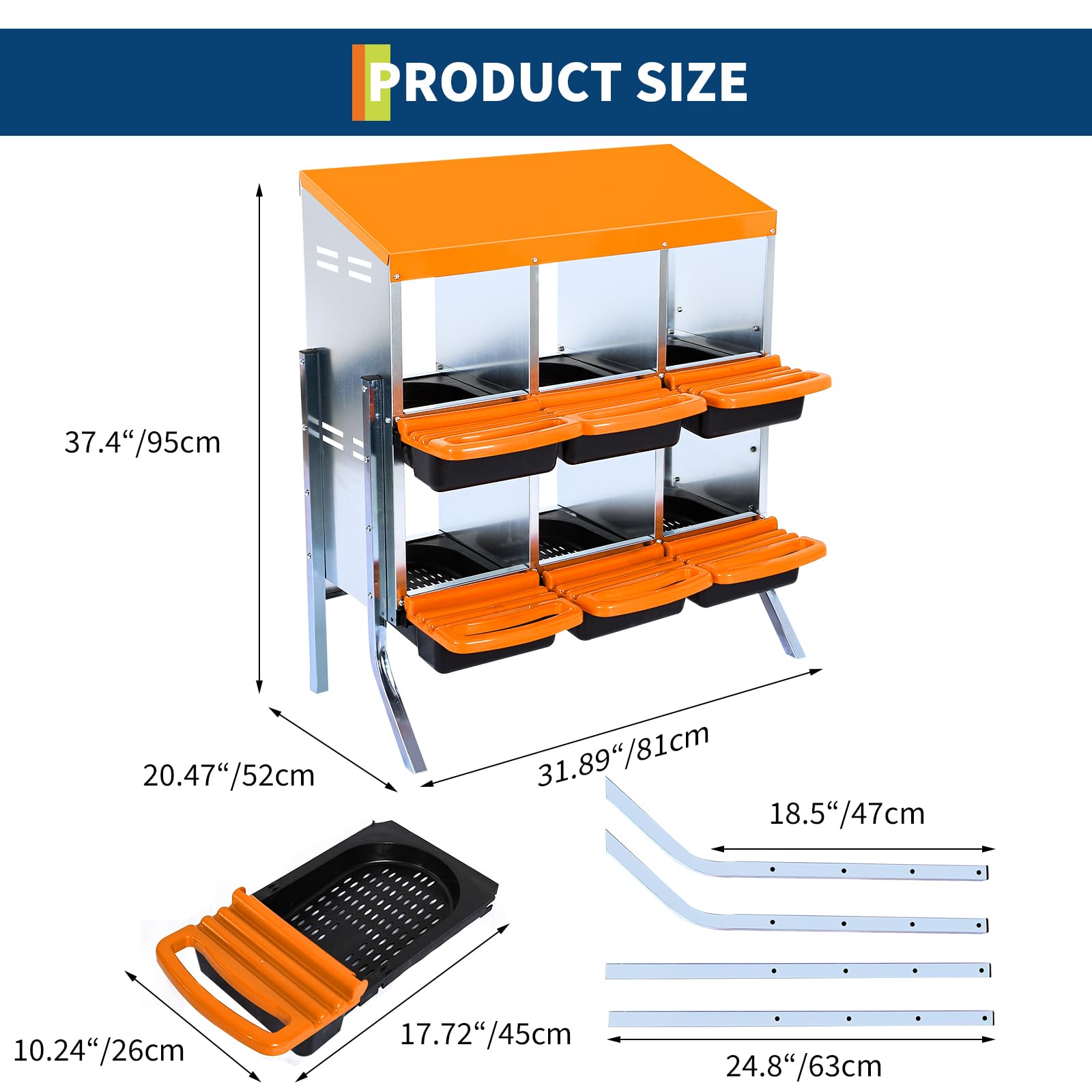 Nido per polli Garvee a 2 piani con 6 scomparti, in metallo, tetto impermeabile, pavimento antiscivolo, arrotolabile per pollaio