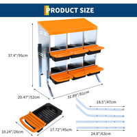 Nido per polli Garvee a 2 piani con 6 scomparti, in metallo, tetto impermeabile, pavimento antiscivolo, arrotolabile per pollaio