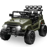Garvee 12V Auto elettrica per bambini verde militare con LED e Bluetooth per parco giochi, giardino e guida su strada - Verde militare