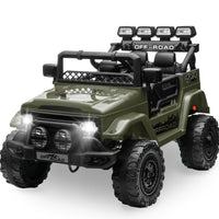 Garvee 12V Auto elettrica per bambini verde militare con LED e Bluetooth per parco giochi, giardino e guida su strada