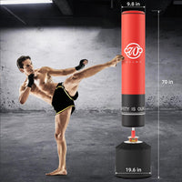 Sacco da boxe Garvee con supporto e ventosa, 70 pollici, pelle PU, assorbimento degli urti per palestra domestica e ufficio, rosso