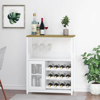 Mobile bar per vino Garvee, 3 ripiani con portabottiglie rimovibile per cucina e bar, 69,1 cm L x 35,1 cm P x 91,9 cm A, bianco, robusto MDF e ferro