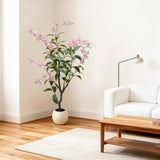 Albero di gelsomino artificiale Garvee grande con vaso bianco per soggiorno, camera da letto, ufficio, giardino, fiori rosa, resistente alle intemperie - Rosa