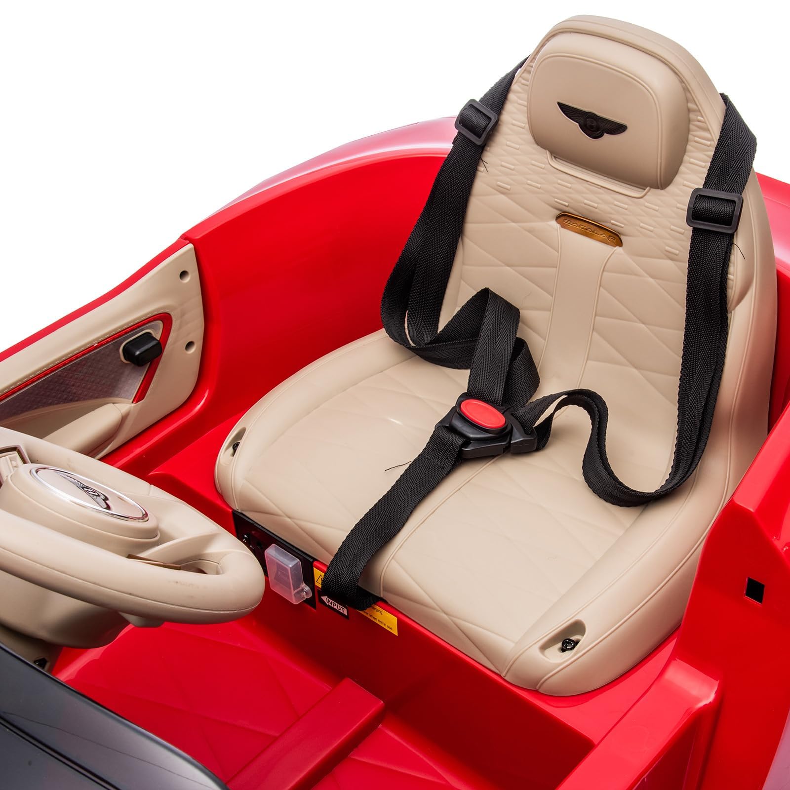 Garvee 12V Auto elettrica per bambini rosso scuro con telecomando Veicolo fuoristrada robusto per avventure all'aperto per bambini dai 3 agli 8 anni con musica e LED