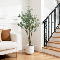 Albero di eucalipto artificiale Garvee 180 cm in PE, resistente alle intemperie, bianco, per decorazioni interne ed esterne