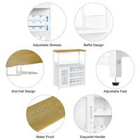 Mobile bar per vino Garvee, 3 ripiani con portabottiglie rimovibile per cucina e bar, 69,1 cm L x 35,1 cm P x 91,9 cm A, bianco, robusto MDF e ferro