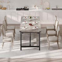 Tavolo da pranzo rettangolare Garvee per 6-8 persone, robusto MDF e acciaio, stile industriale, grigio retrò, sala da pranzo e ampi spazi
