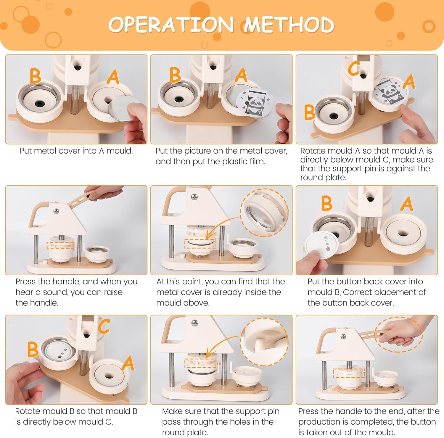 Garvee Button Maker 58mm – Materiale ABS, macchina per badge fai da te per bambini, scuola e progetti creativi