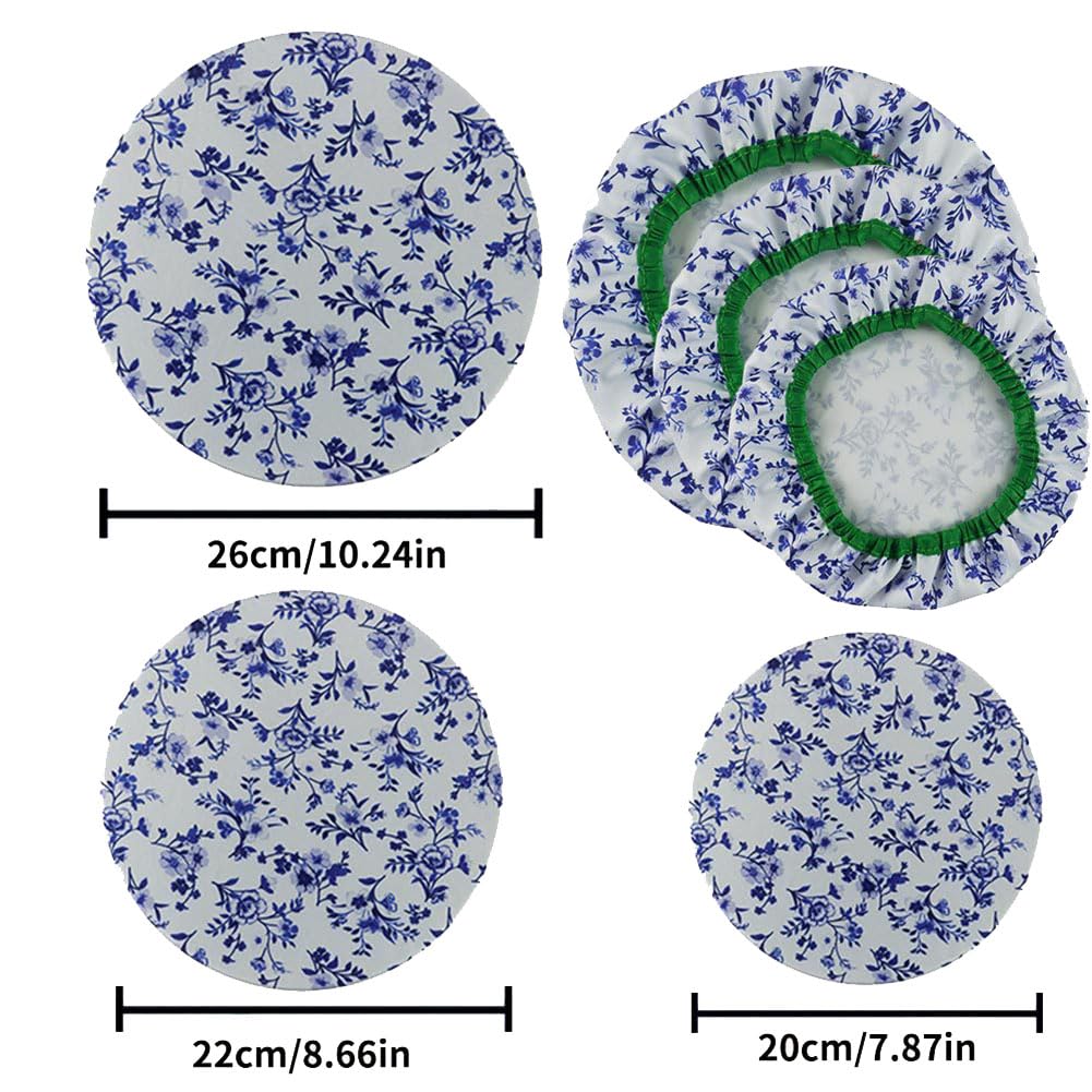 Garvee Set di 3 copriciotole in tessuto riutilizzabili, elastici, in cotone, con fantasie colorate, per cucina e picnic
