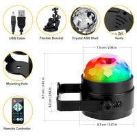 Garvee USB Tanzlicht Kugel 2er Pack LED Mini Strobe Licht 7 Farben, Soundgesteuert, Fernbedienung, USB, 360° Drehbar, Partybeleuchtung Für Auto & Bar