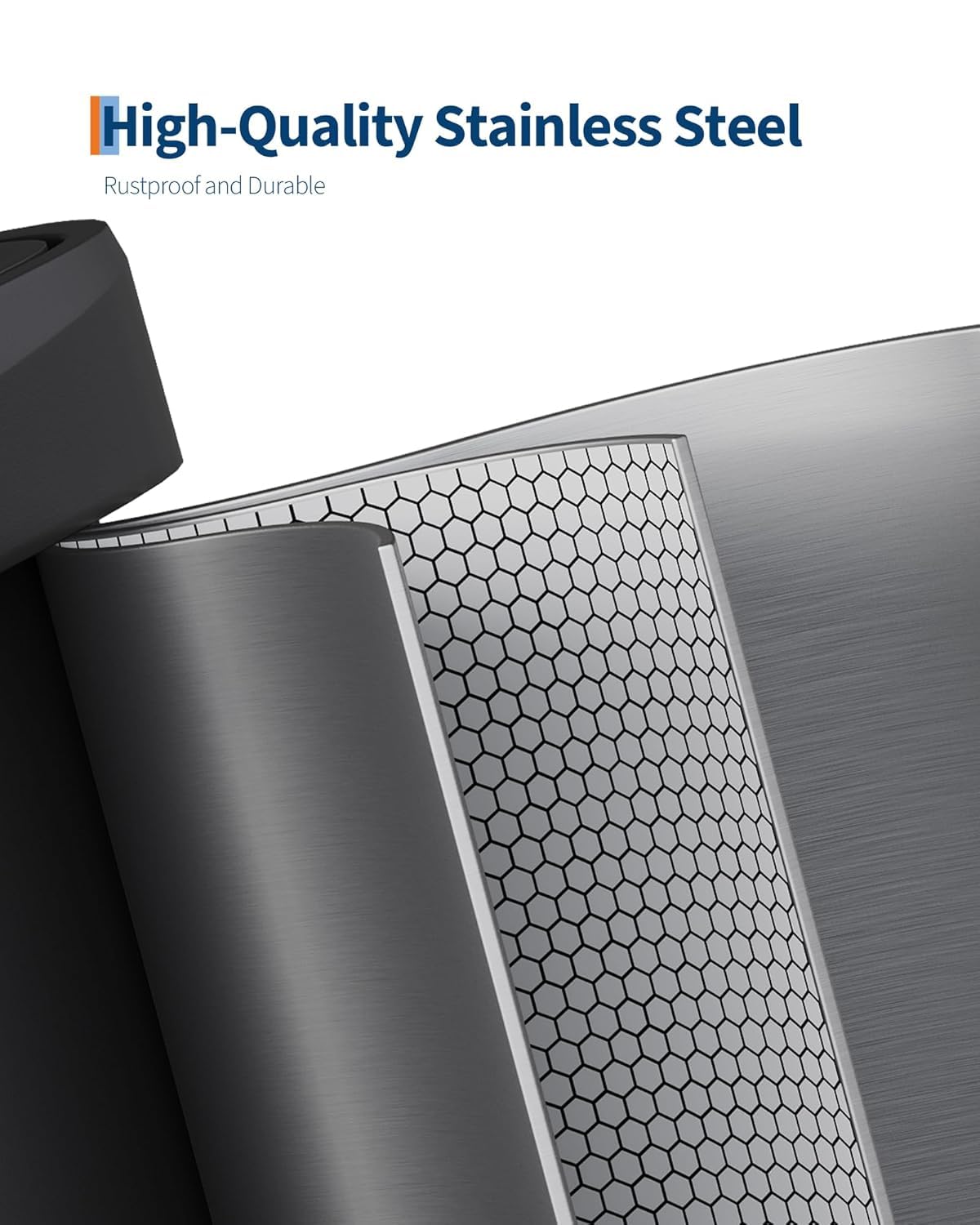 Pattumiera Garvee in acciaio inox da 16 galloni con coperchio a chiusura ammortizzata, maniglia ergonomica, argento, per cucina e ufficio, compatta