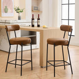 Garvee Set di 2 Sgabelli da Banco 76 cm con Schienale, Imbottitura Boucle, Struttura in Metallo, Poggiapiedi, Altezza Banco per Cucina e Bar, Nero