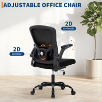 Sedia da ufficio ergonomica Garvee in rete con braccioli 2D e supporto lombare per ufficio e home office, girevole a 360°, stabile fino a 159 kg, nera
