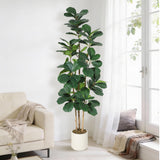 Garvee Albero Finto Ficus Lira 7FT, Foglie Lucide, Tronchi Testurizzati, Vaso Bianco, Decorazione Interni, Regolabile, Materiale Premium - Green 7Ft