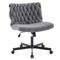 Sedia da ufficio Garvee Criss Cross con rotelle, seduta ampia, girevole a 360°, struttura in metallo, senza braccioli, design moderno per ufficio domestico e toeletta, 26 pollici, nero