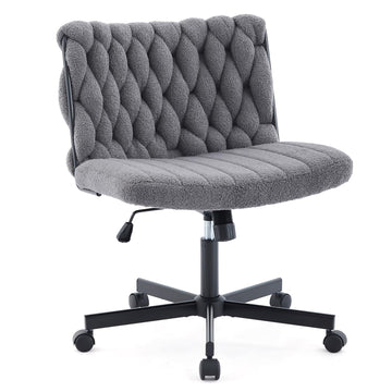 Sedia da ufficio Garvee Criss Cross con rotelle, seduta ampia, girevole a 360°, struttura in metallo, senza braccioli, design moderno per ufficio domestico e toeletta, 26 pollici, nero