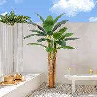 Albero di banano artificiale Garvee da 6 piedi con 21 foglie, fioriera grigia, rami regolabili per casa e ufficio, materiale PE resistente, vaso di cemento stabile