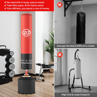 Sacco da boxe Garvee con supporto e ventosa, 70 pollici, pelle PU, assorbimento degli urti per palestra domestica e ufficio, rosso