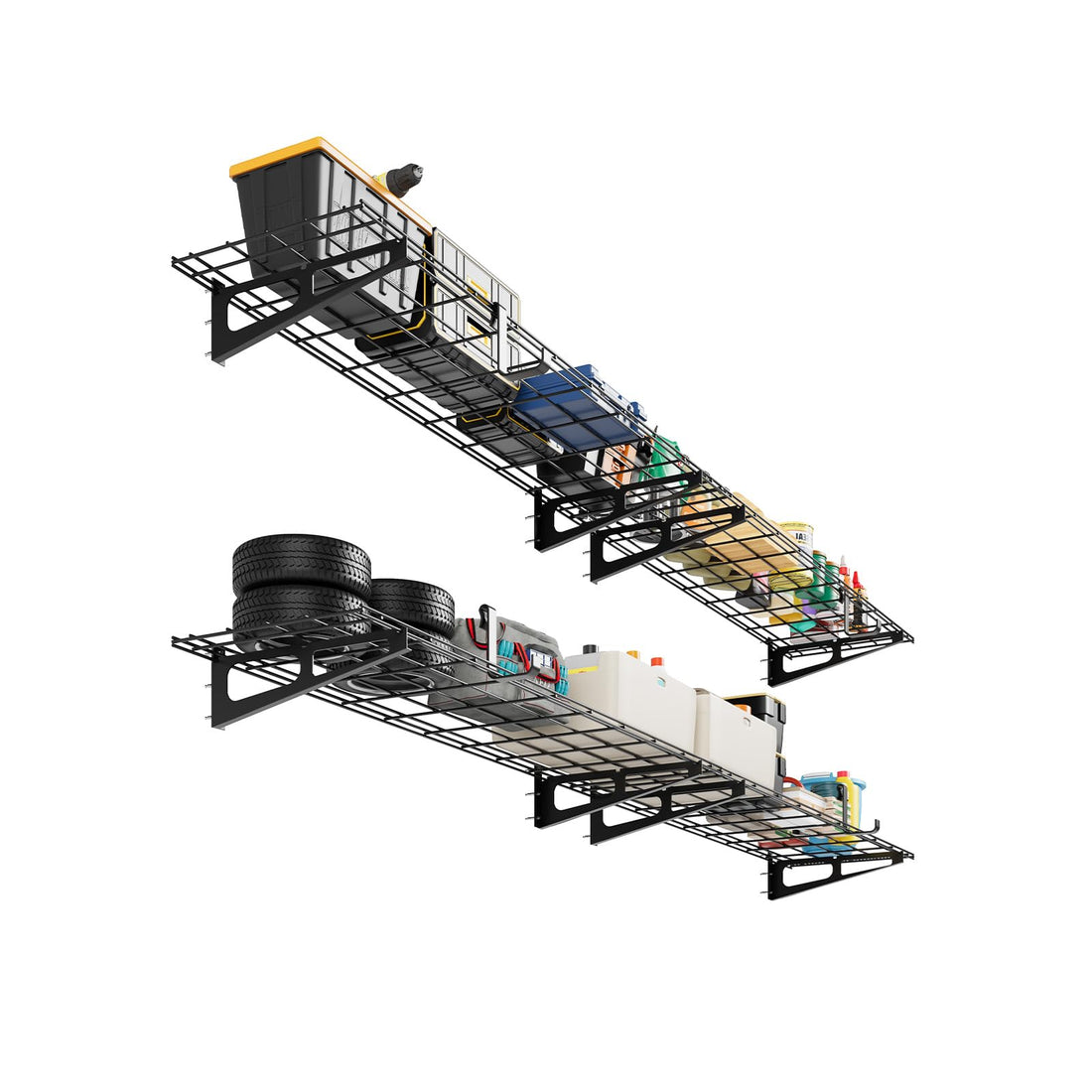 Mensola da Parete Garvee per Carichi Pesanti, Confezione da 2, 6 Piedi Nero - Ideale per Garage e Officina | Perfetta per Festa del Papà