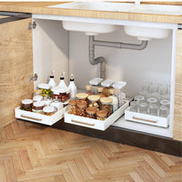 Garvee - Confezione da 2 organizer rimovibili per mobili da cucina, cassetti rimovibili, bianco, adatti a più stanze
