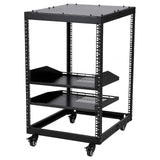 Rack Server Garvee Open Frame 15U Regolabile 58-102cm Acciaio 4 Ruote Bloccabili 2 Ripiani Montaggio Parete o Pavimento Data Center Uffici