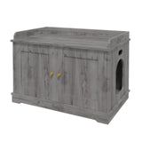 Garvee - Lettiera per gatti, mobiletto per lettiera nascosta con porta a battente, tavolino moderno in legno grigio fumo per uso interno - Grigio
