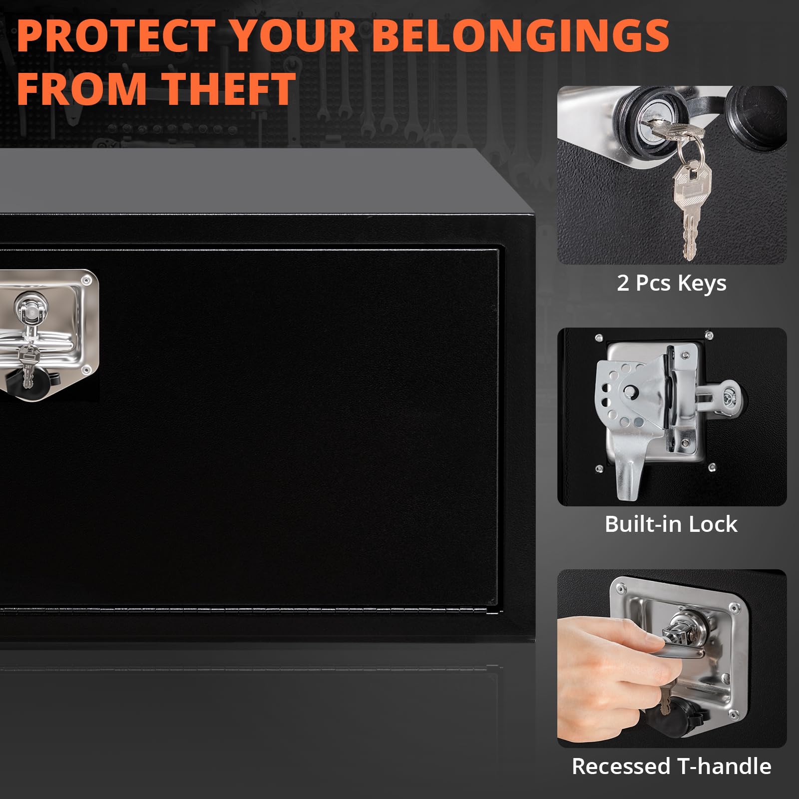 Cassetta Portautensili Garvee per Camion Acciaio Nero Impermeabile con Serratura - Regalo Perfetto per Festa del Papà