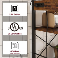 Scaffale da forno Garvee con 2 prese, cestello in filo metallico a 5 ripiani, legno e metallo, per cucina e bar, 35,41" x 15,71" x 59,12", robusto e versatile