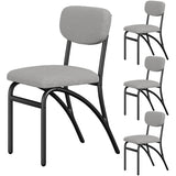 Garvee Set 4 Sedie da Pranzo Grigie in Tessuto Lambswool, Gambe in Metallo Resistenti, Cucina e Sala da Pranzo, Design Moderno, Imbottitura in Schiuma Alta Densità